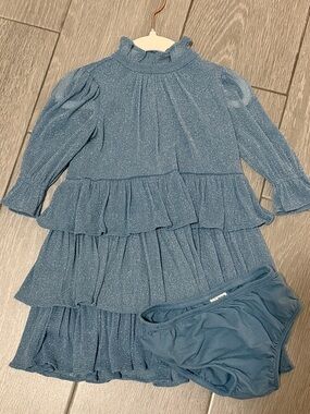 Janie&Jack Sparkle Tiered Ruffle Dress with Bloomers